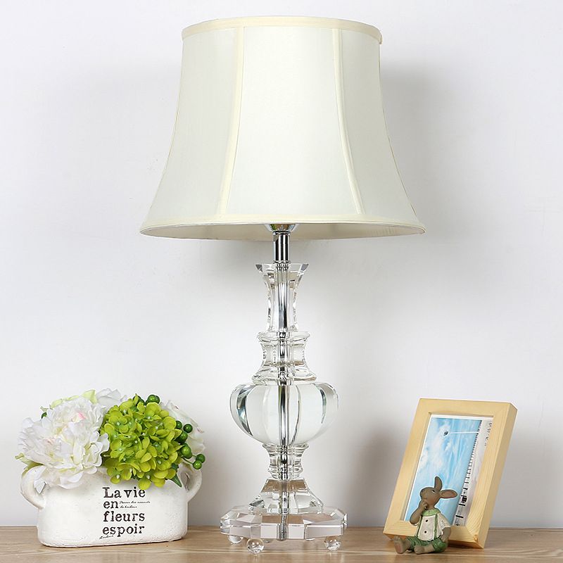 1 Bulb Urn Shape Task Lighting Modernism Beveled Crystal Nightstand Lamp in White