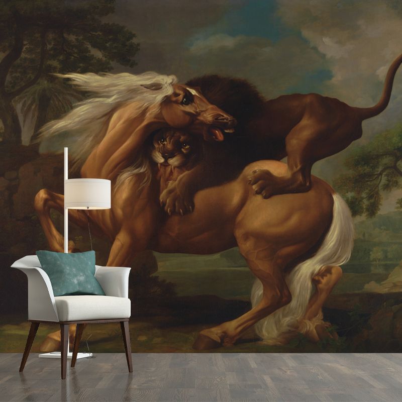 Horse Animal Mural for Sleeping Room Moisture Resistant Wall Decor, Customized Size