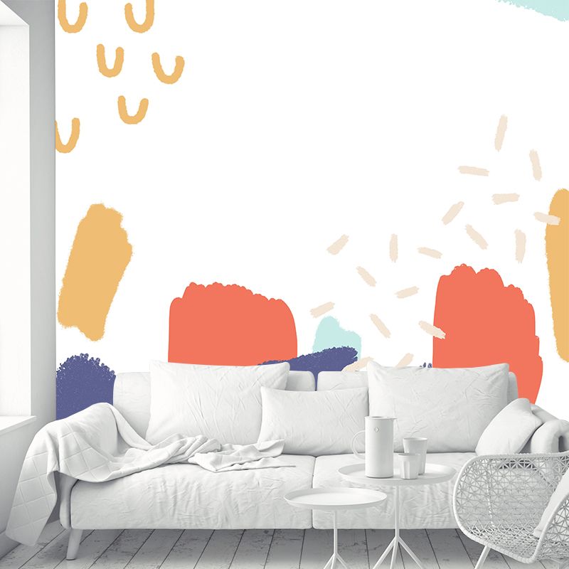 Custom Illustration Kids Wall Mural Decal with Abstract Pattern in Yellow for Home