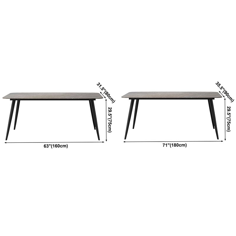 Metal Modern Rectangular Table Sintered Stone Table for Dining Room and Kitchen