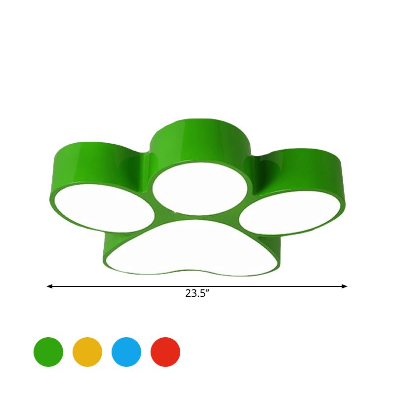 Éclairage de plafond LED créatif en forme de patte de chien en métal pour chambre d'enfant, rouge/jaune/bleu, largeur 18"/23,5"