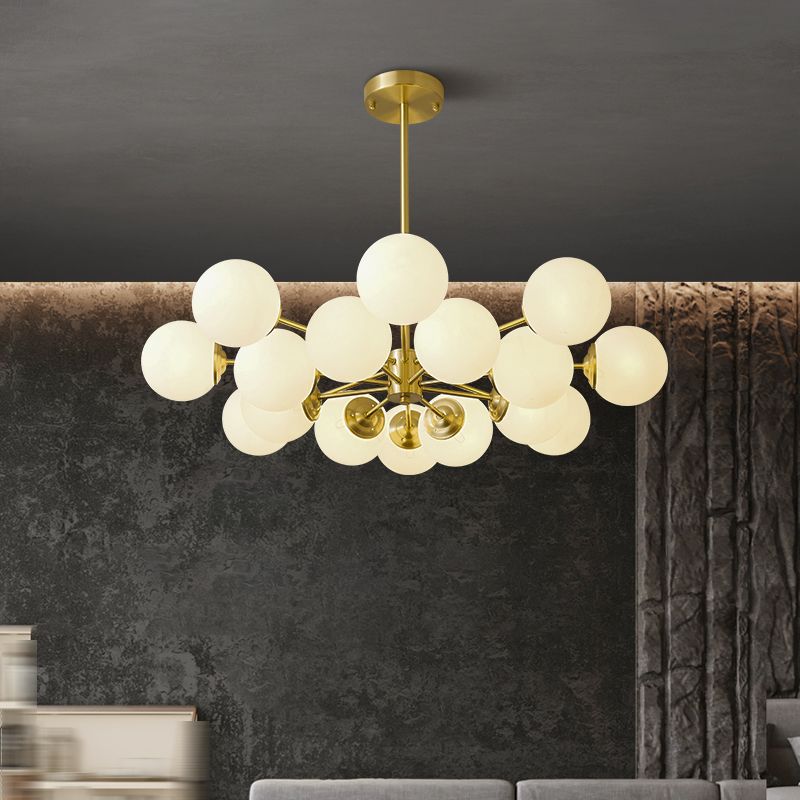 Zeitgenössische weiße Glasdecke Anhänger hell kugelhaltiges Hanghänge Licht für Schlafzimmer