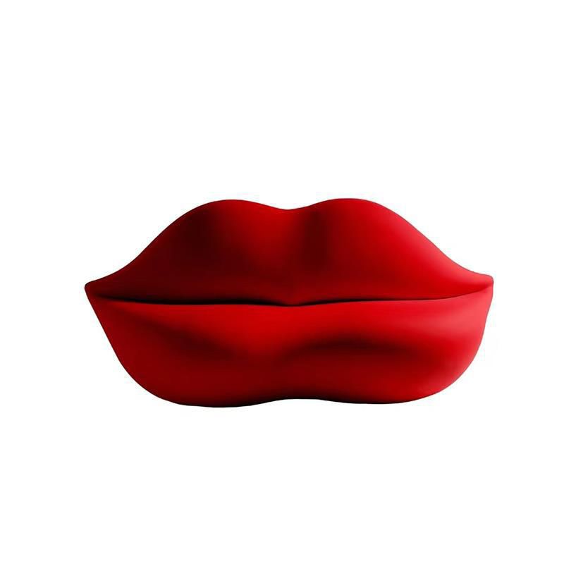 Modernism Statement Sofa Lip-Themed Stationary Sofa in Red/Gold