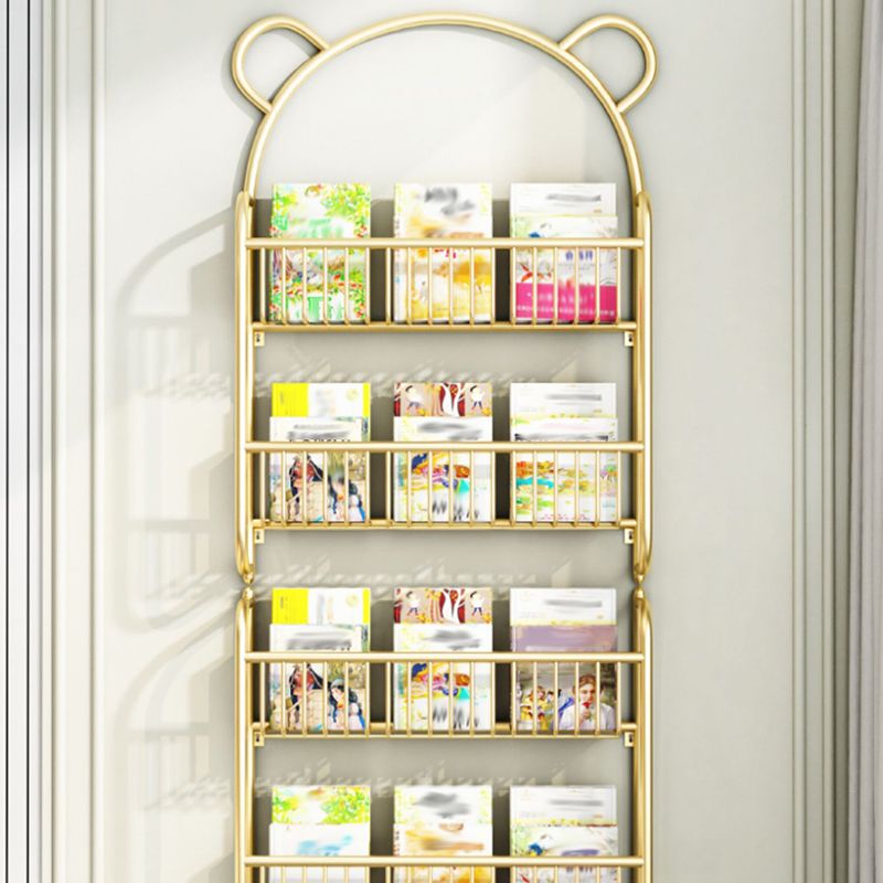 Wall Mounted Standard Bookshelf Metal Shelves Included Bookcase in Gold