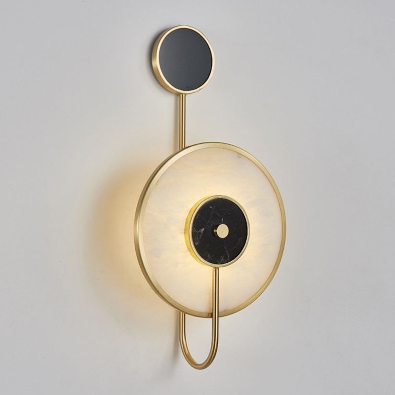 Modern Wall Lamp Household Disk Marble Shade Wall Mount Lighting for Sitting Room