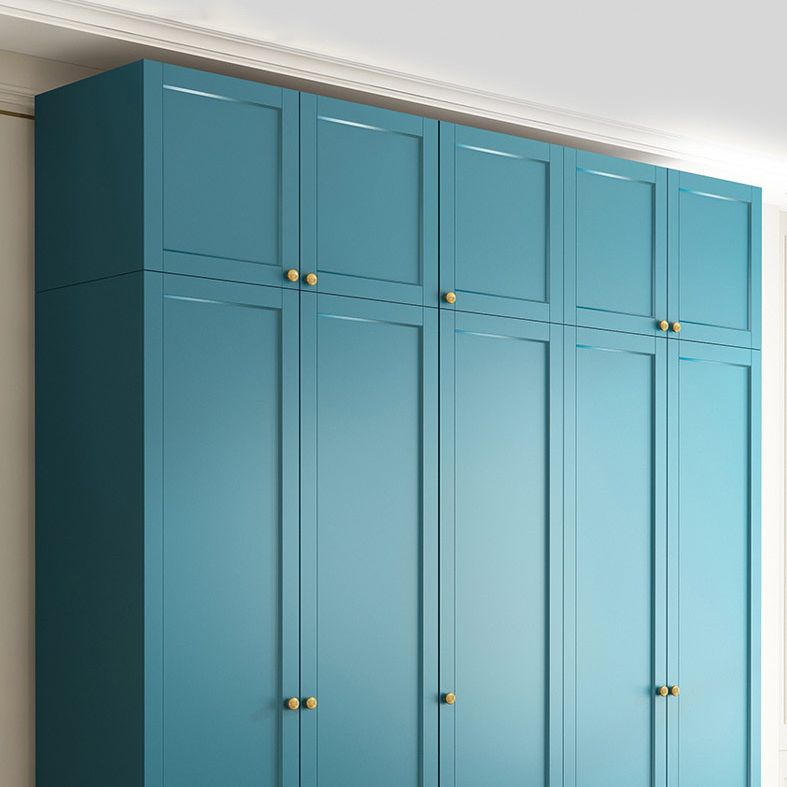 Blue Engineered Wood Wardrobe Cabinet Contemporary Wardrobe Armoire
