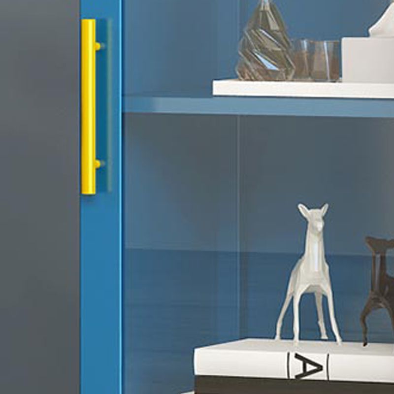 Metal Industrial Standard Bookcase Vertical Bookcase with Glass Door
