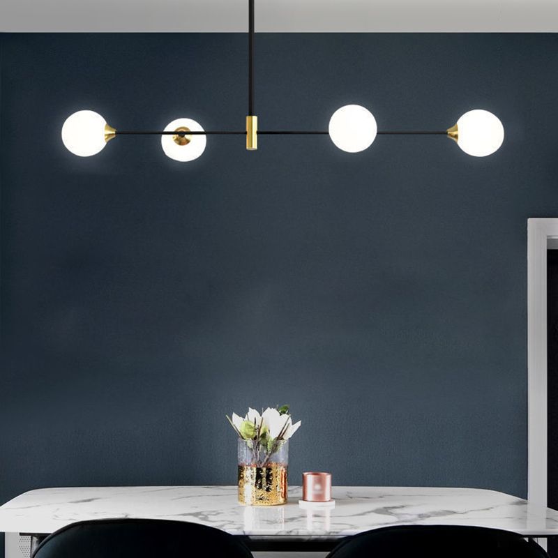 Linear Ceiling Pendant Light Minimalist Glass Hanging Lamp in Black