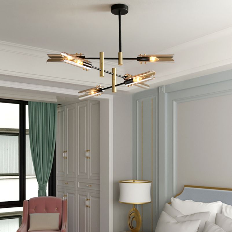 Contemporary Gold Black Iron Hanging Chandelier Ceiling Hanging Light Fixture