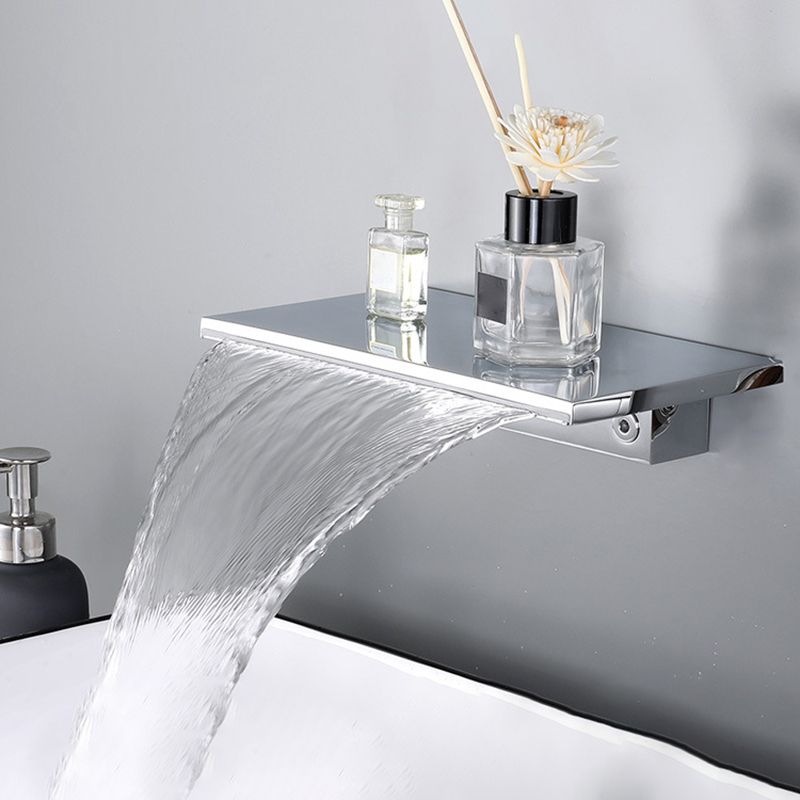 Wall Mounted Metal Waterfall Tub Filler Low Arc Bathroom Faucet