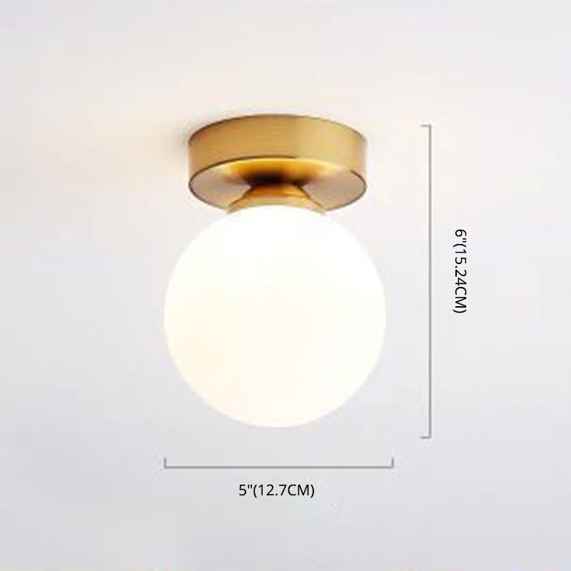 Foyer-inbouwverlichting met één lamp Minimalistische plafondlamp met bolvormige glazen kap