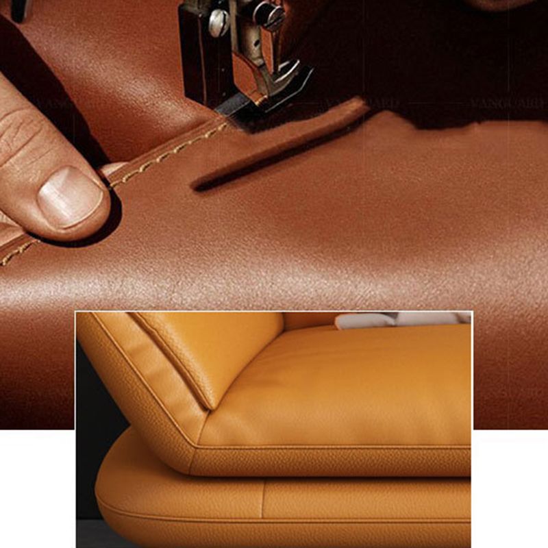Contemporary Cushions Standard Sofa Leather Flared Arm Sofa for Living Room