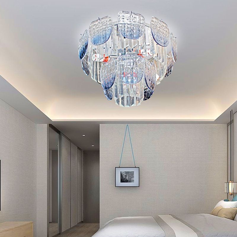 Kit de luz colgante de cristal de cristal transparente moderno 5/10 luces lámparas de colgante azul claro