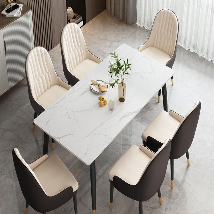 Contemporary Rectangle Dining Site Table Stone Furniture with 4 Legs