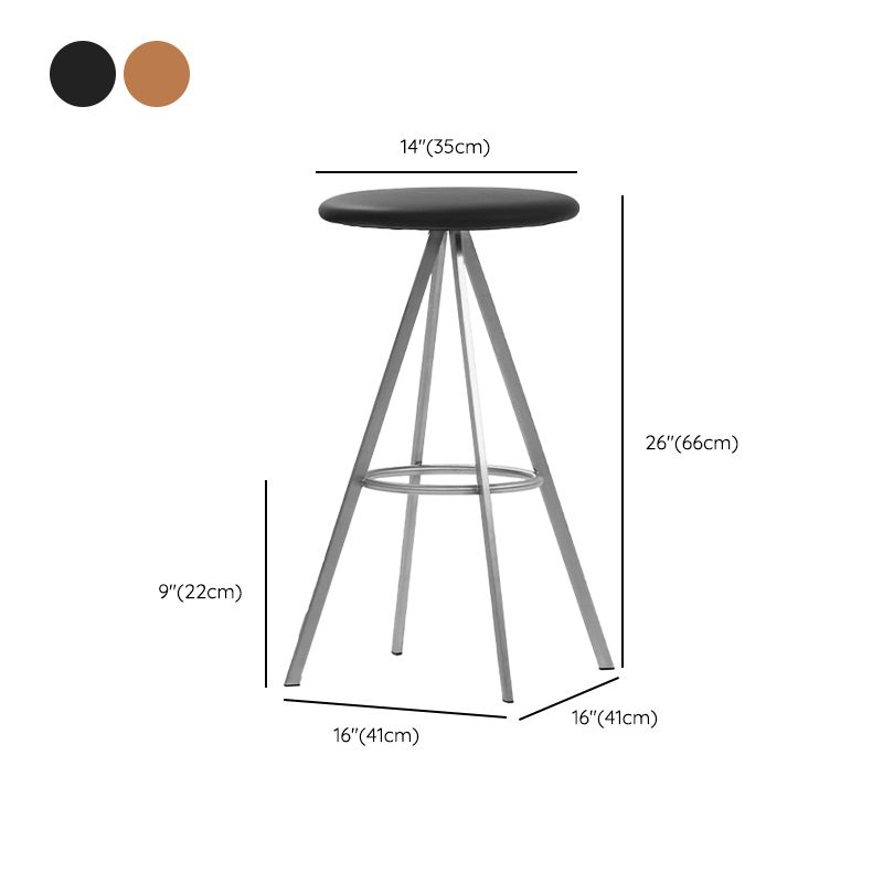 Backless Metal Counter & Bar Stools Modern Indoor Stools with Chrome Frame
