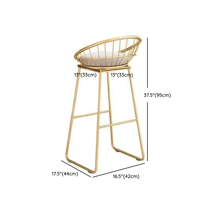 Armless Dining Stools Glam Low Back Bar Stools with Gold Metal Base