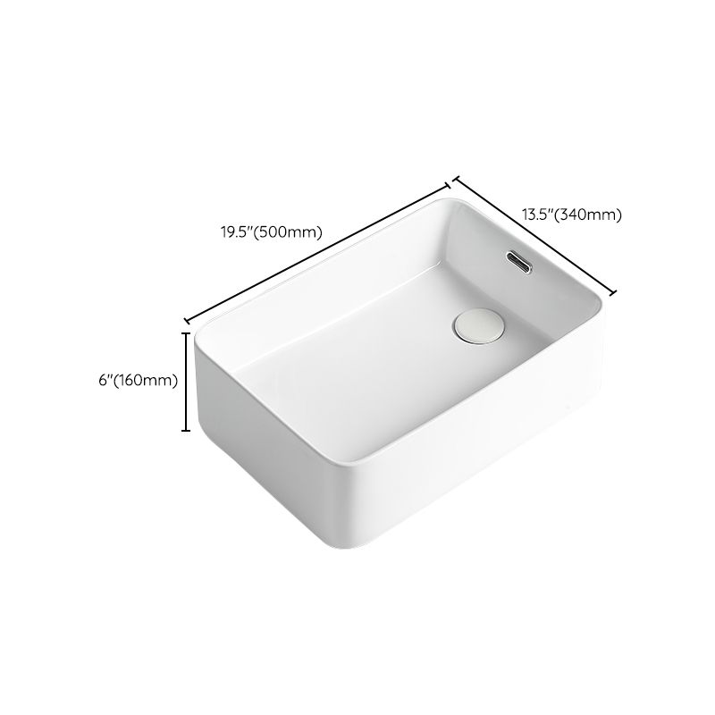 Modern Bathroom Sink Porcelain Solid Color Rectangular Vessel Bathroom Sink