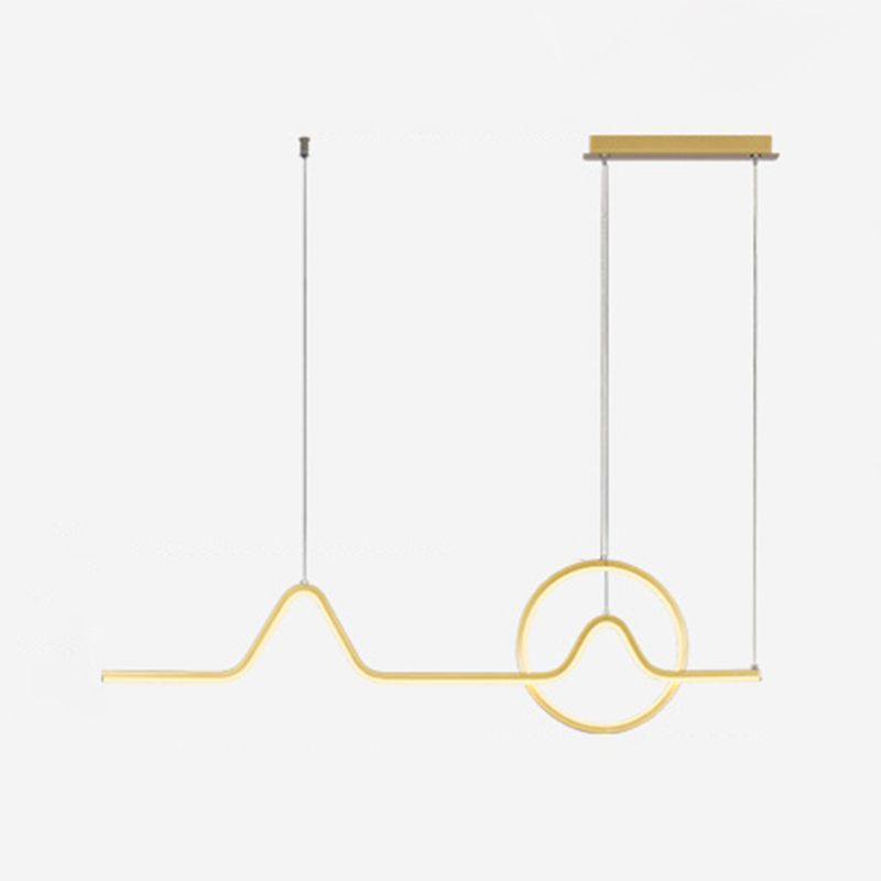 Geometric Island Lighting Contemporary Metal Island Chandelier Lights for Kitchen in Black