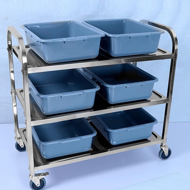Contemporary Rolling Prep Table Metal Prep Table with Open Storage