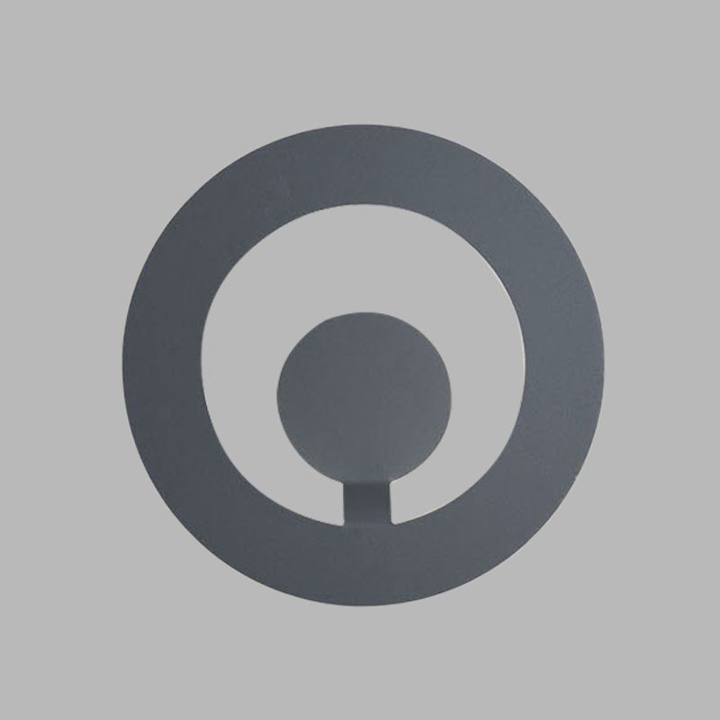 Grey Finish Circular Sconce Minimalist 7"/9" Dia LED Metallic Wall Mounted Light for Living Room