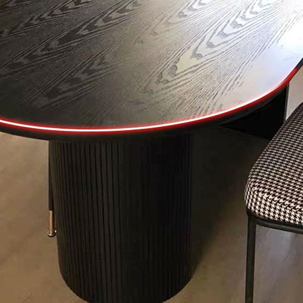 Oval Dining Table Contemporary Dining Table with Sled Base in Black