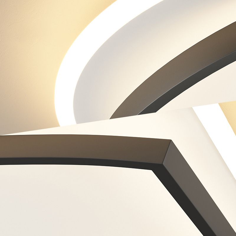 Creative Double Layer Geometric Ceiling Light Nordic Style Minimalism LED Flush Mount Lighting Fixture for Bedroom