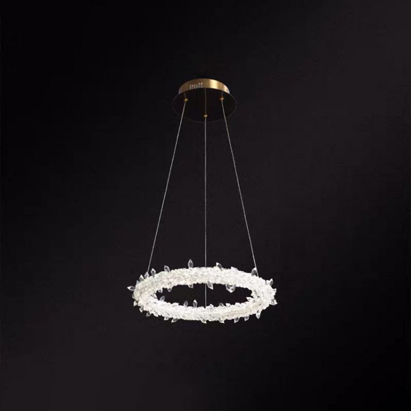 Ultra-modern Circle Chandelier Lamp Crystal Hanging Pendant Lights for Restaurant