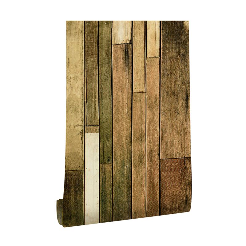 Brown Rural Self-Stick Wallpaper Roll 34.2-sq ft Reclaimed Wood Plank Wall Covering, Removable