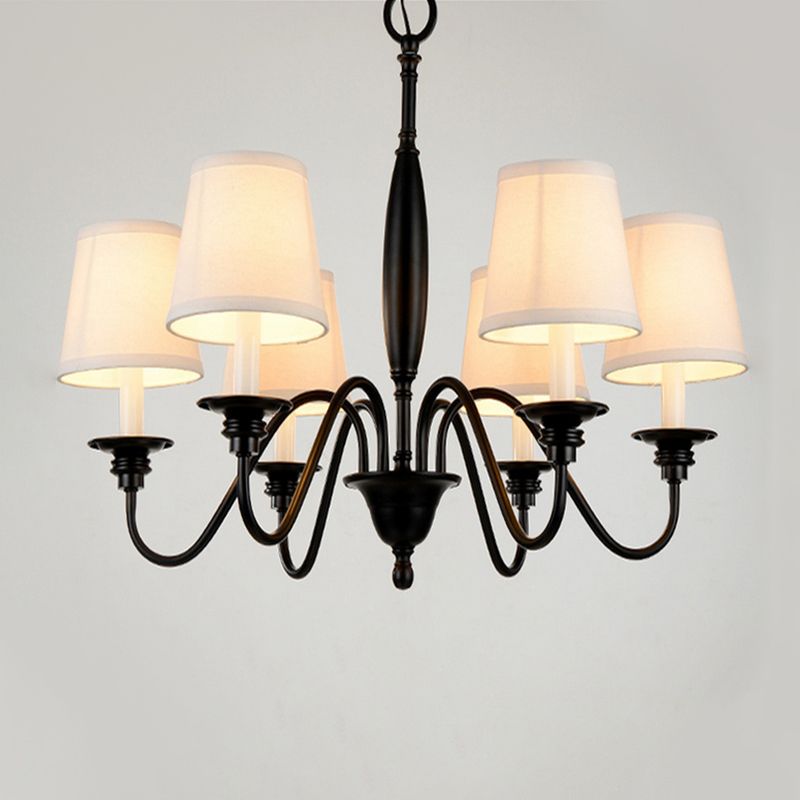 Sputnik metalen kroonluchter verlichting modernistische 6/8 koppen hangende plafondlamp in zwart met kegelstofschaduw