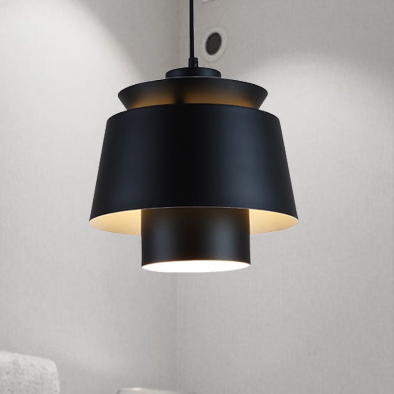 Lámpara de luz colgante de estilo modernista Metálico 1 cabezal Lámpara colgante de sala de estar en negro/gris
