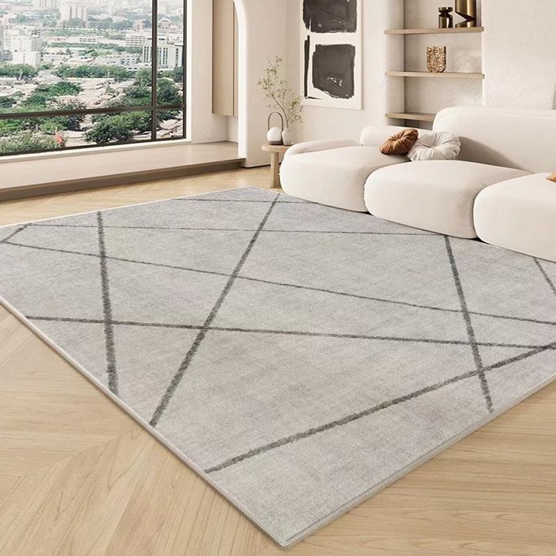 Gray Gorgeous Rug Polyester Line Rug Stain Resistant Indoor Rug for Sitting Room