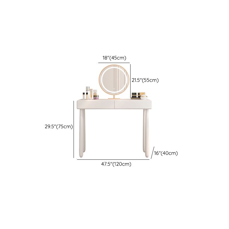 Contemporary White Wooden Vanity Dressing Table with 2 Drawers