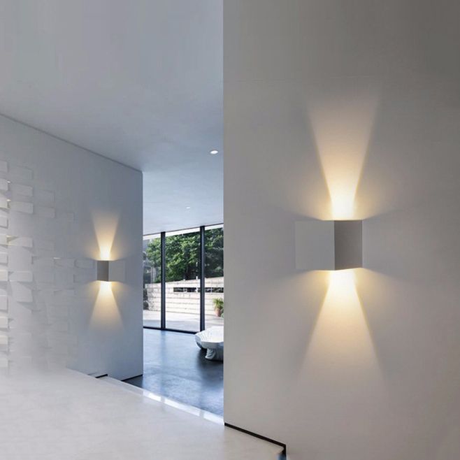 Contemporary Style Squared Wall Lamps Metal 2 Lights Wall Lighting