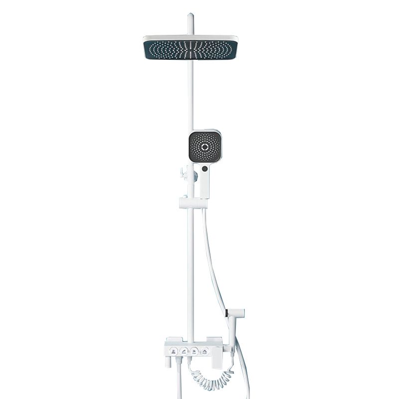 Wall Mounted Shower Arm Shower Faucet in White Metal Shower System Adjustable Water Flow