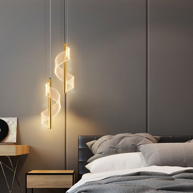 Contemporary Linear Hanging Light Kit Metal 1-Light Ceiling Light for Bedroom