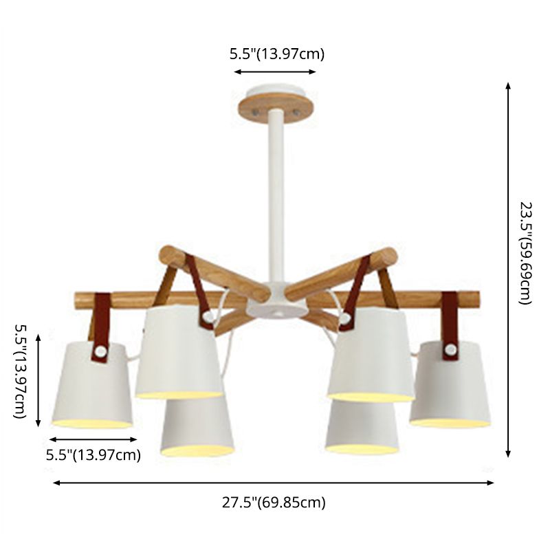 Luz de colgante de madera en el estilo nórdico moderno de hierro forjado Candelier para sala de estar para sala de estar