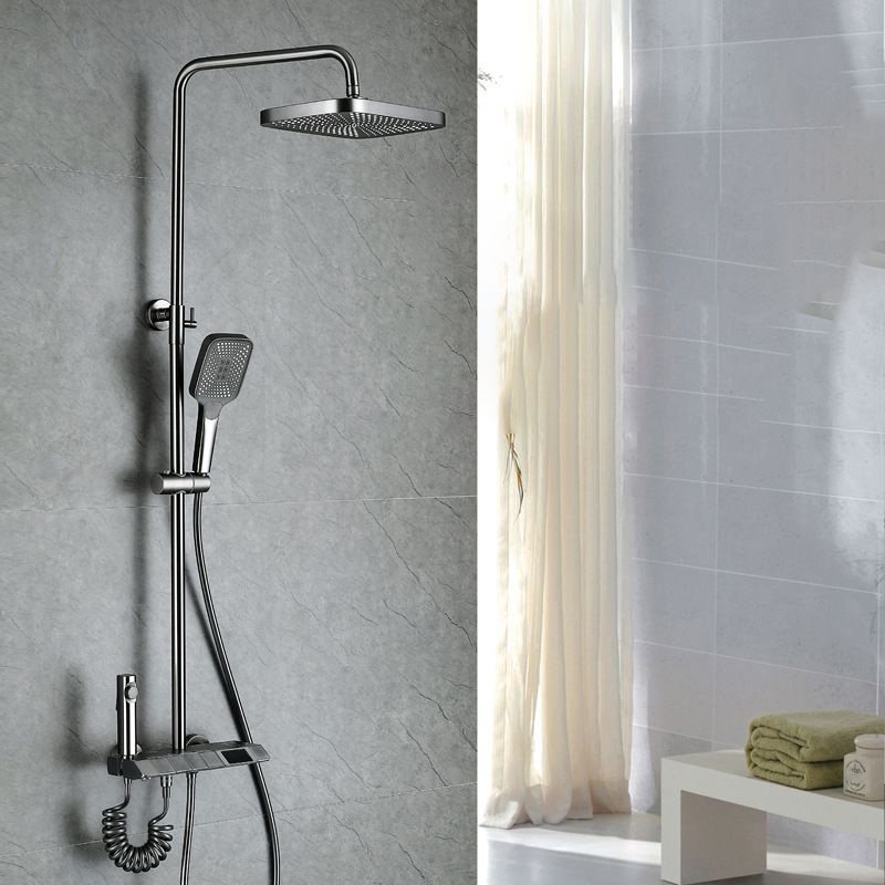 Wall Mounted Modern Square Metal  Shower Brass Shower Head Shower Faucet