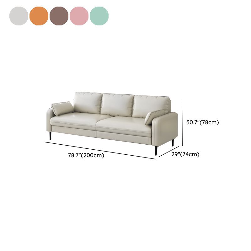 3-Seater Faux Leather Sofa Mid Century Loose Back Square Arm Settee