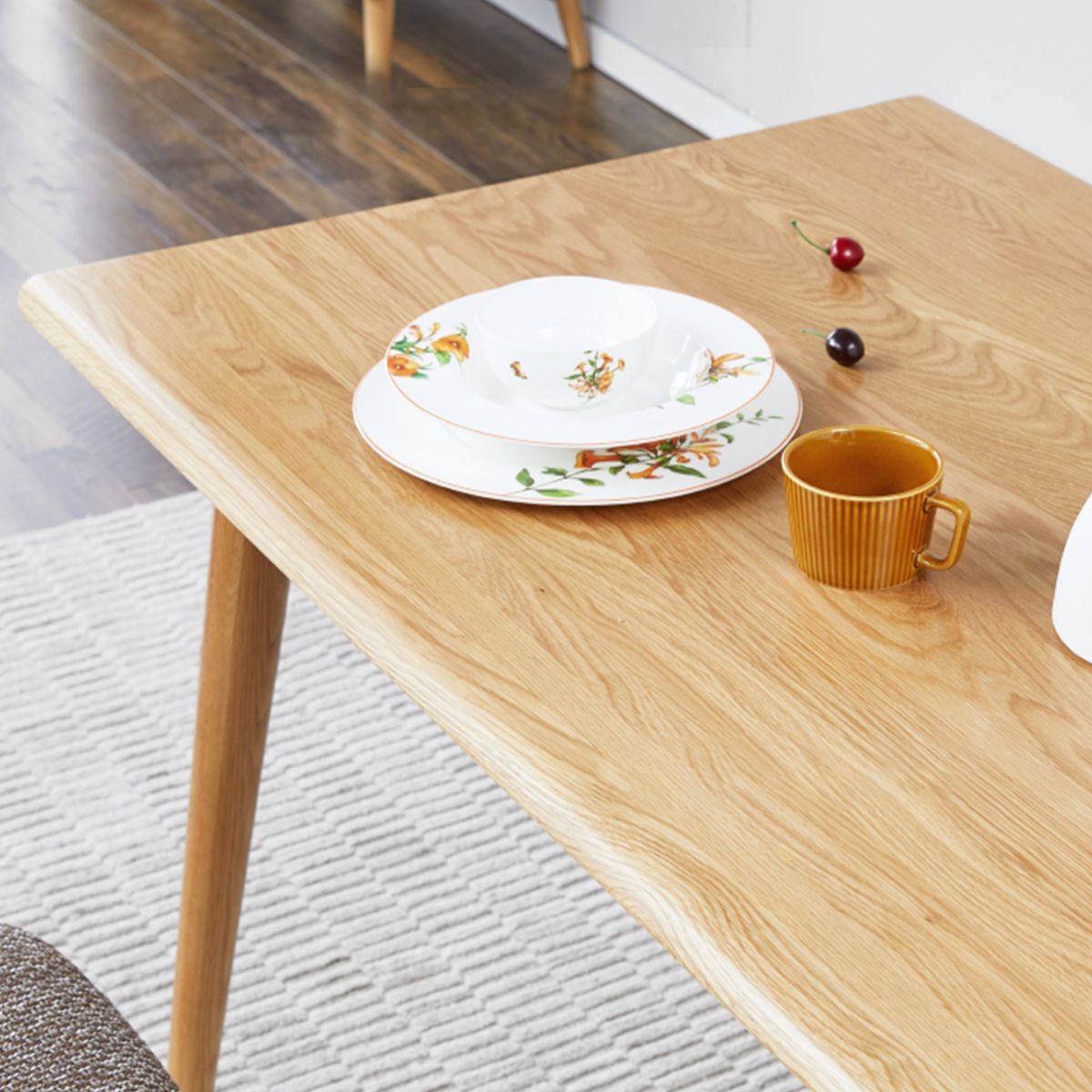 Eigentijdse eettafel eiken stevige houten tafel met 4 poten voor keuken diner eetkamer
