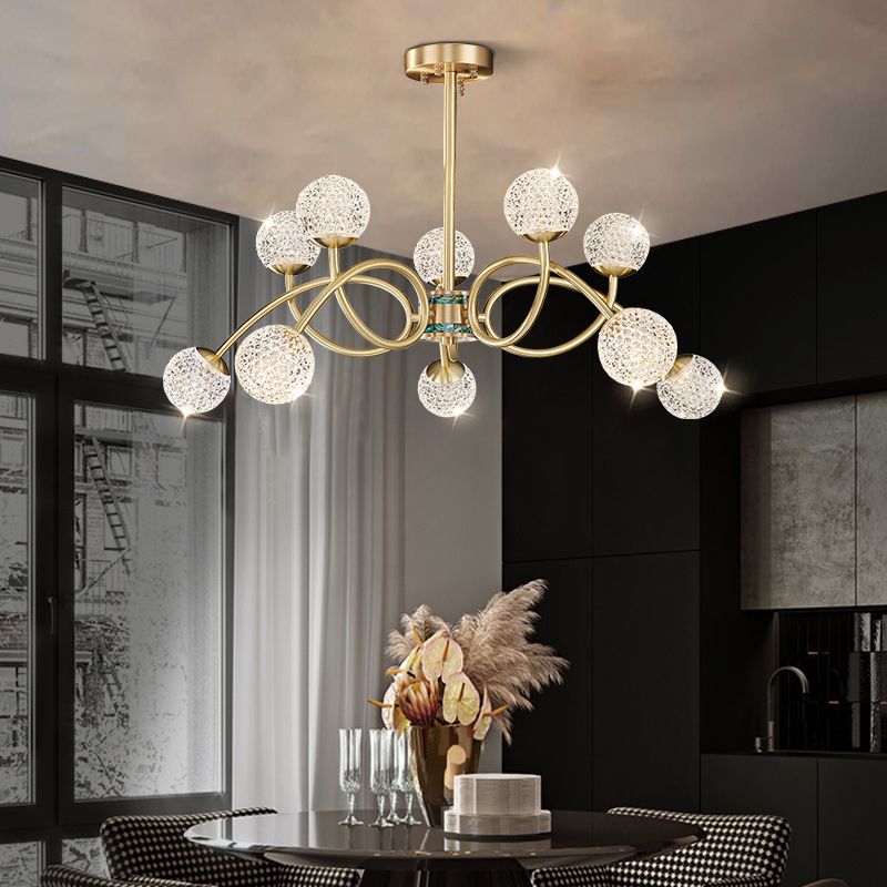 Gold Deckenhängung Lampe Moderne Globe Form Metall Kronleuchter Beleuchtung