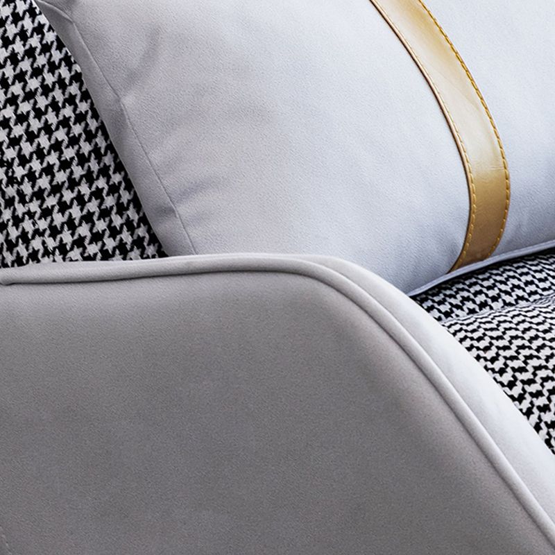 Modern Rocker Tufted Cushions Patchwork Fabric Rocking Chair with Pillow