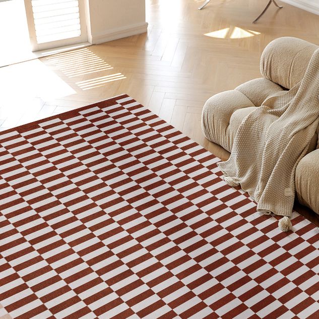 Multicolor Simple Rug Polyester Checkered Print Area Rug Anti-Slip Backing Carpet for Living Room