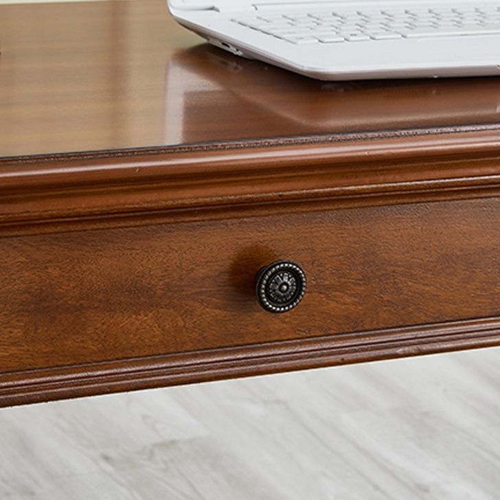 Traditional 2 Drawers Wood Mirrored Makeup Table Desk Vanity in Brown