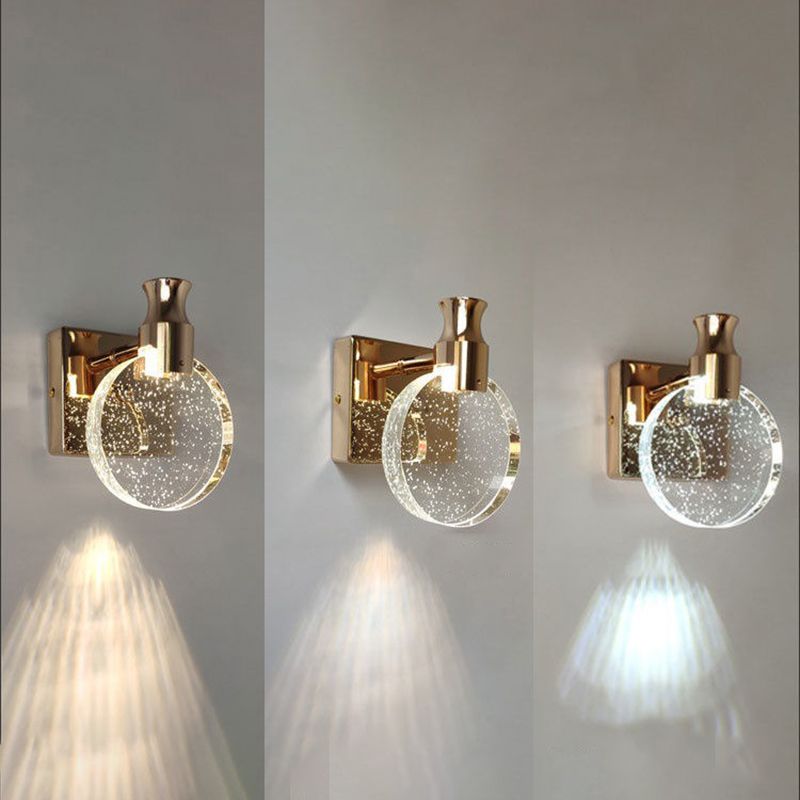Light Luxury Crystal Wall Light Modern Simple Circle Led Wall Lamp for Living Room