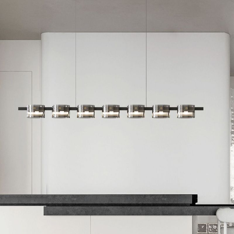 1 Light Chandelier Lighting Fixtures Modern Glass Hanging Lamp Kit in Black