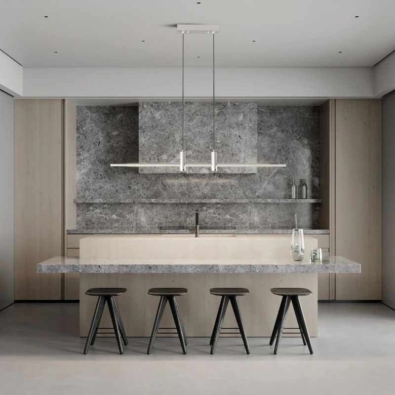 Modern Linear Island Light Fixtures 1-Light Restaurant LED Hanging Lamp with Spotlight