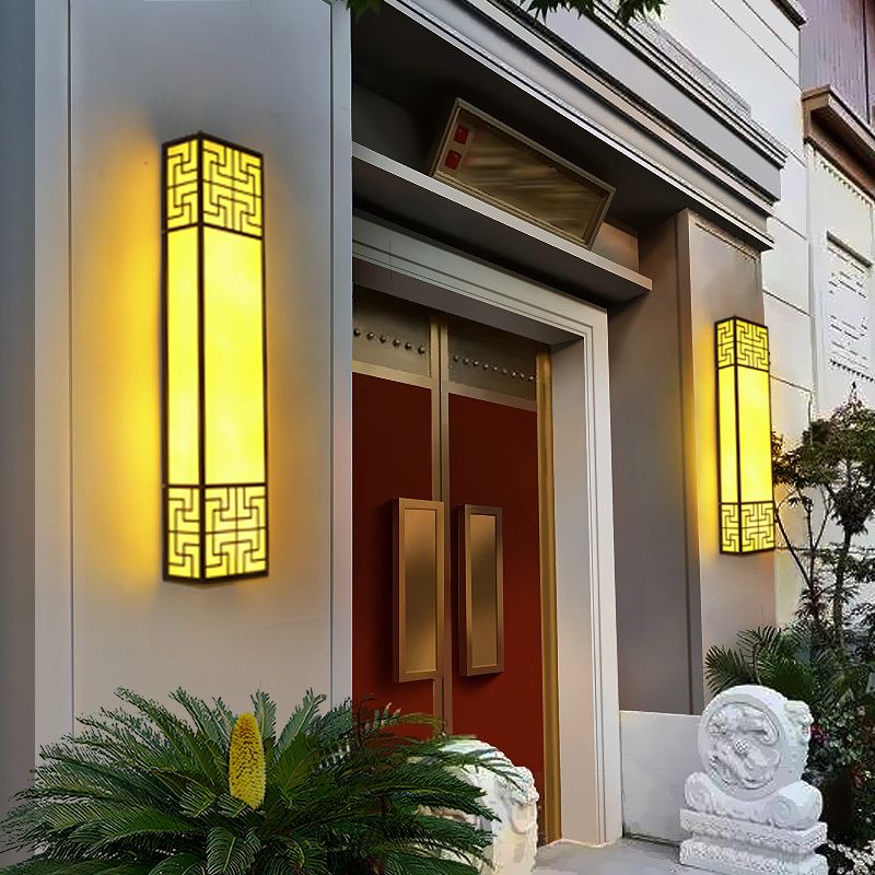 Rectangular Wall Sconce Contemporary Outdoor Wall Light Fixture for Courtyard
