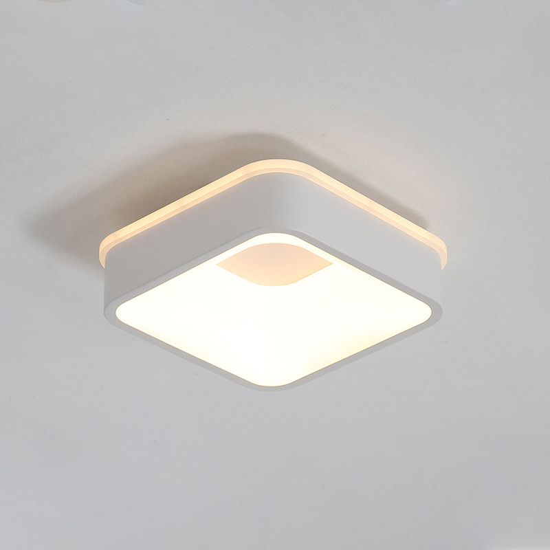 Nordic Hollowed Triangle/Round/Square Flush Lamp Metallic LED Foyer Ceiling Mounted Light in Grey/White