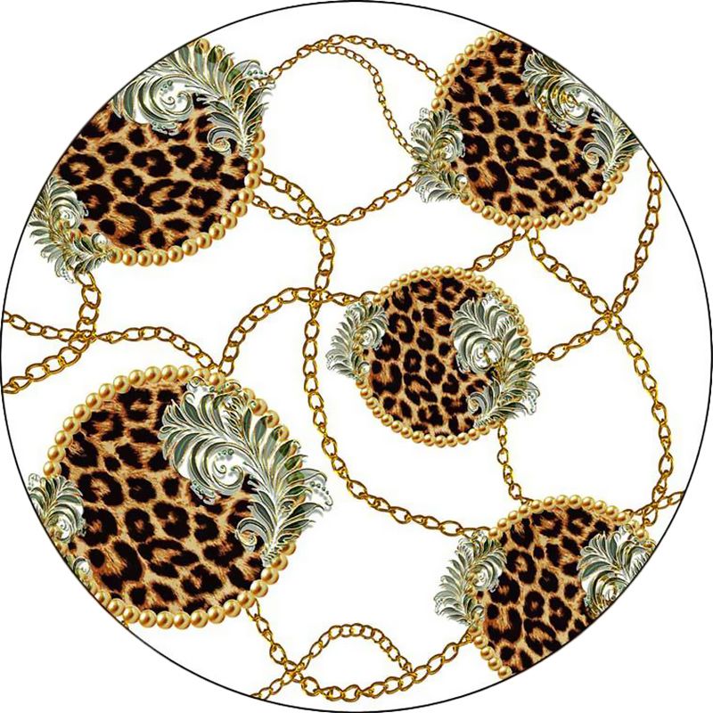 White Bedroom Rug Modern Chain Leopard Leaf Pattern Area Rug Polyester Pet Friendly Washable Carpet