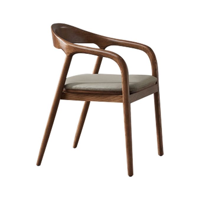 Traditional Style Solid Wood Dining Arm Chair Matte Finish Open Back Dining Chair